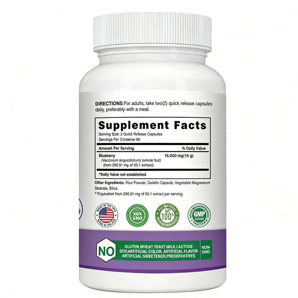 XEMENRY Blueberry Capsules Contain Anthocyanins, Vitamins, and Natural Antioxidants To Support Cholesterol Health and Cognitive Function.