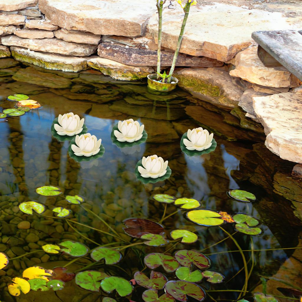 5 Stück Künstliche Lotusblumen Dekoration Schwimmende Künstliche Lotusblumen für Wassergärten Teiche Brunnen Aquarien Terrassen Heimdekoration