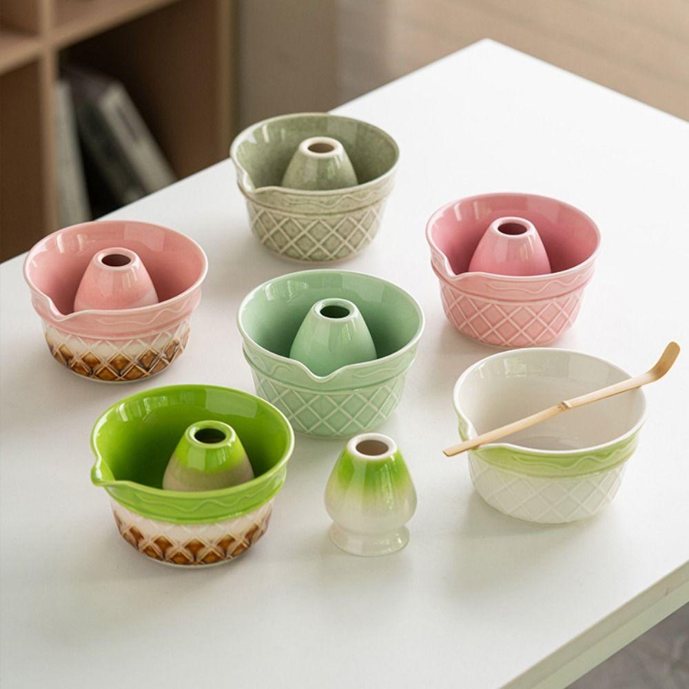 2/5/8PCS Ice Cream Matcha Bowl Gradient Color Matcha Making Kit New Matcha Whisk Holder  Tea Lovers