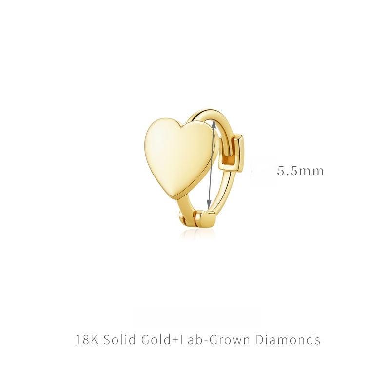 18K Gold Earrings Plain Gold Cartilage Hoop Fashion Versatile Light Luxury Love Ear Hook Body Piercing Jewelry