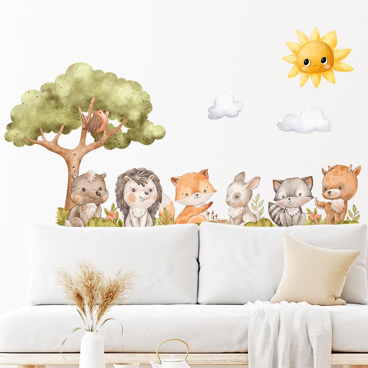 

Jungle Animals Giraffe Elephant Wall Stickers for Kids Room Baby Nursery Children s Room Decoration Wall Decals 90x40CM