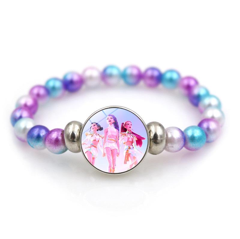 K-Pop Demon Hunters Bracelets Girls Fashion Beaded Wristband Cute Cartoon Figure Jewelry Accessories Children Christmas Gift Toys