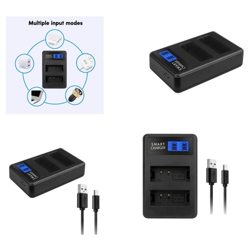 Dual Channel LCD USB LP-E10 Battery Charger Replacement for  EOS 1100D, 1200D, EOS Rebel T3, EOS Rebel T5 Camera