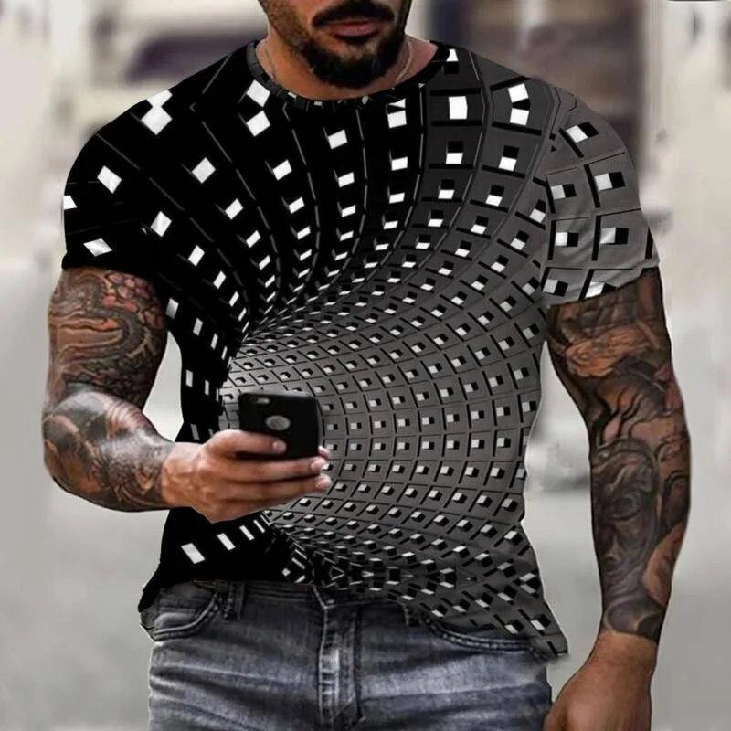 Colorful Swirl Abstract 3D Printing Men's T-Shirt Short Sleeve Streetwear Fashion Casual Sports Oversized