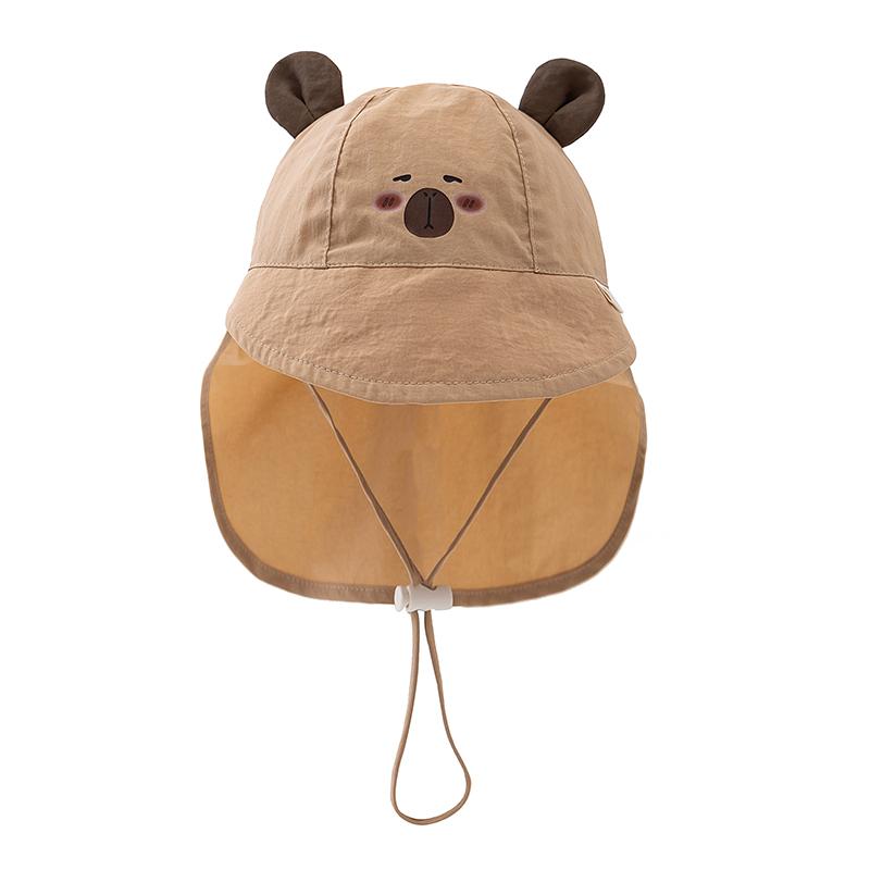 Cute Baby Summer Hat with Shawl Cartoon Kids Sun Hats for Girls Boys Neck Protection Baby Baseball Cap Children Panama Hat 3-12M
