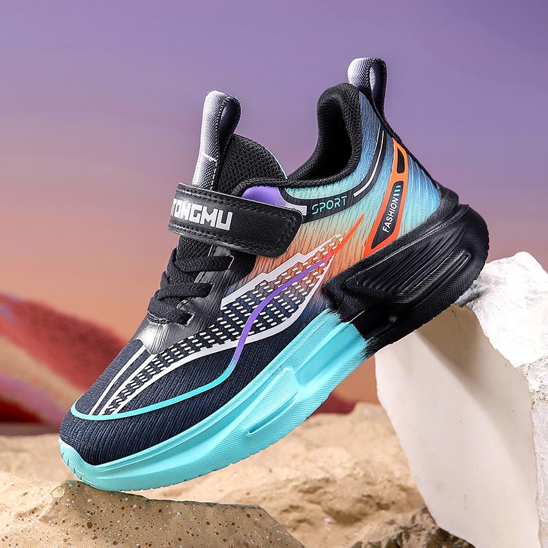 Children's summer breathable sports shoes mesh convenient Velcro casual shoes medium and large children and students soft-soled running shoes