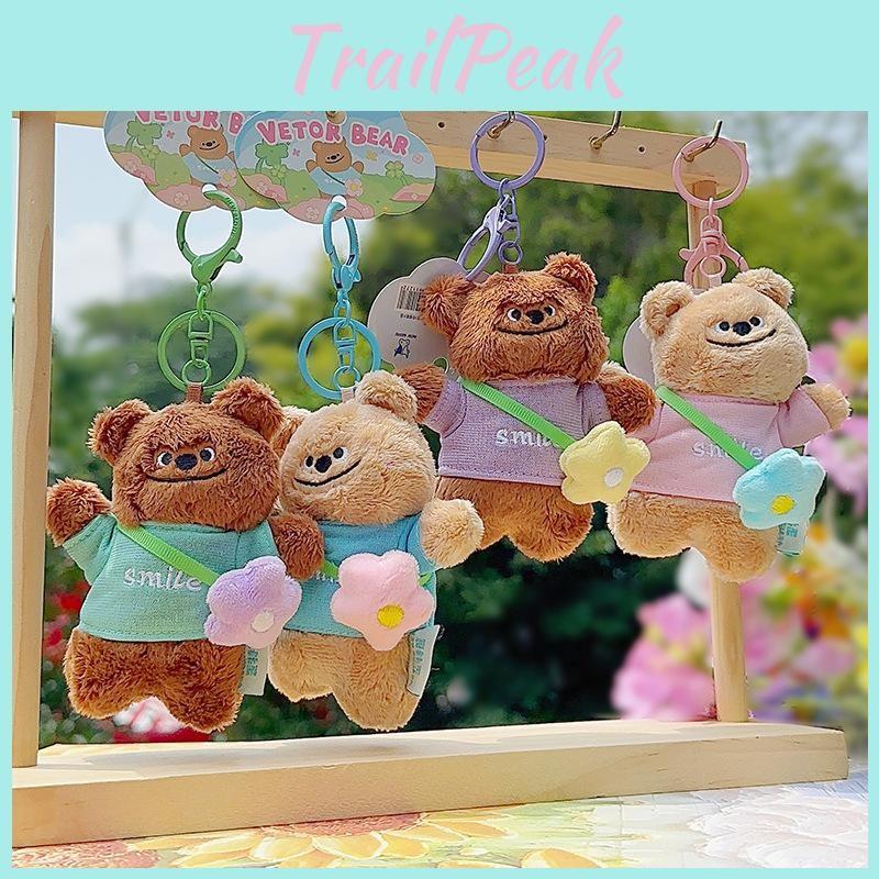 Flower Bear Plush Keychain Toy Stuffed Doll Backpack Pendant Decoration Gift