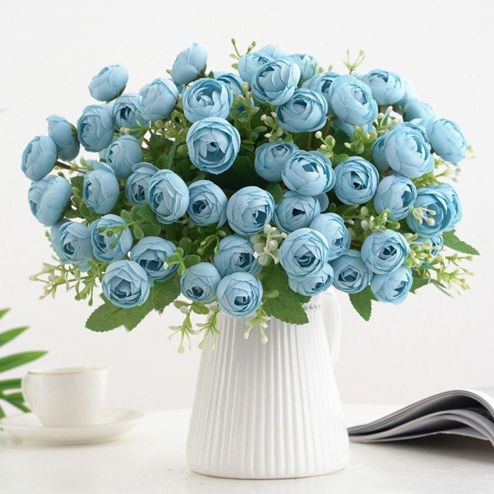 15 Heads Tea Rose Artificial Flower Multicolor Faux Flower Simulation Rose Flower  Home Decoration