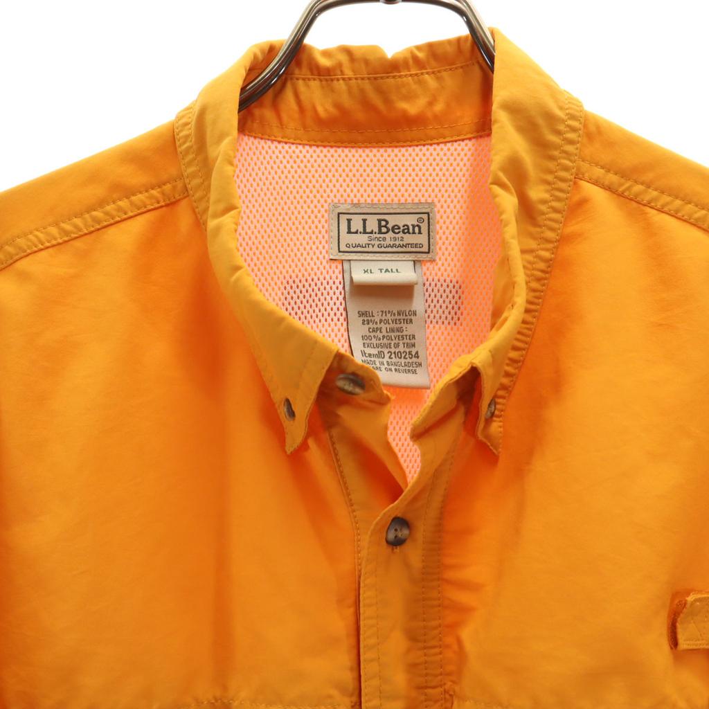 L.L.BEAN Short Sleeve Button-down Fishing Shirt XL Orange Outdoors Men's Used