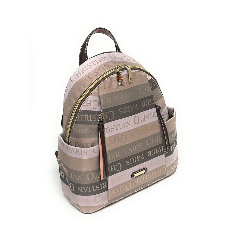 

[Christian Olivier] 7710 multifunctional backpack border water repellent Jacquard weave (Mocha (beige))
