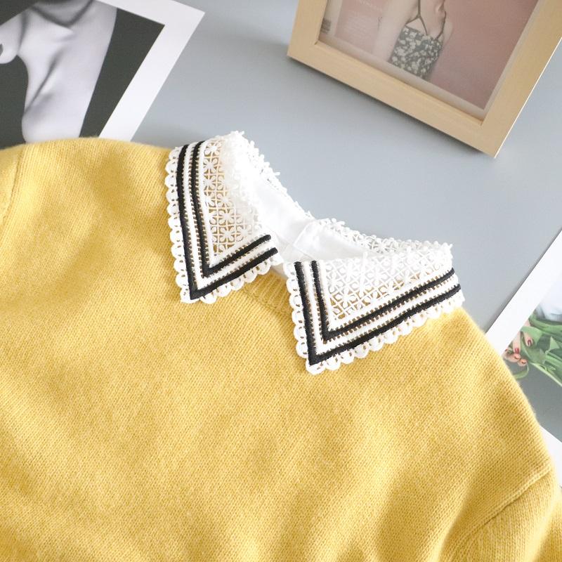 Lace Fake Collar Shirt Women Detachable Collar Half Shirt Women False Collar Tie White Lapel Faux Col Women Clothes Accessories