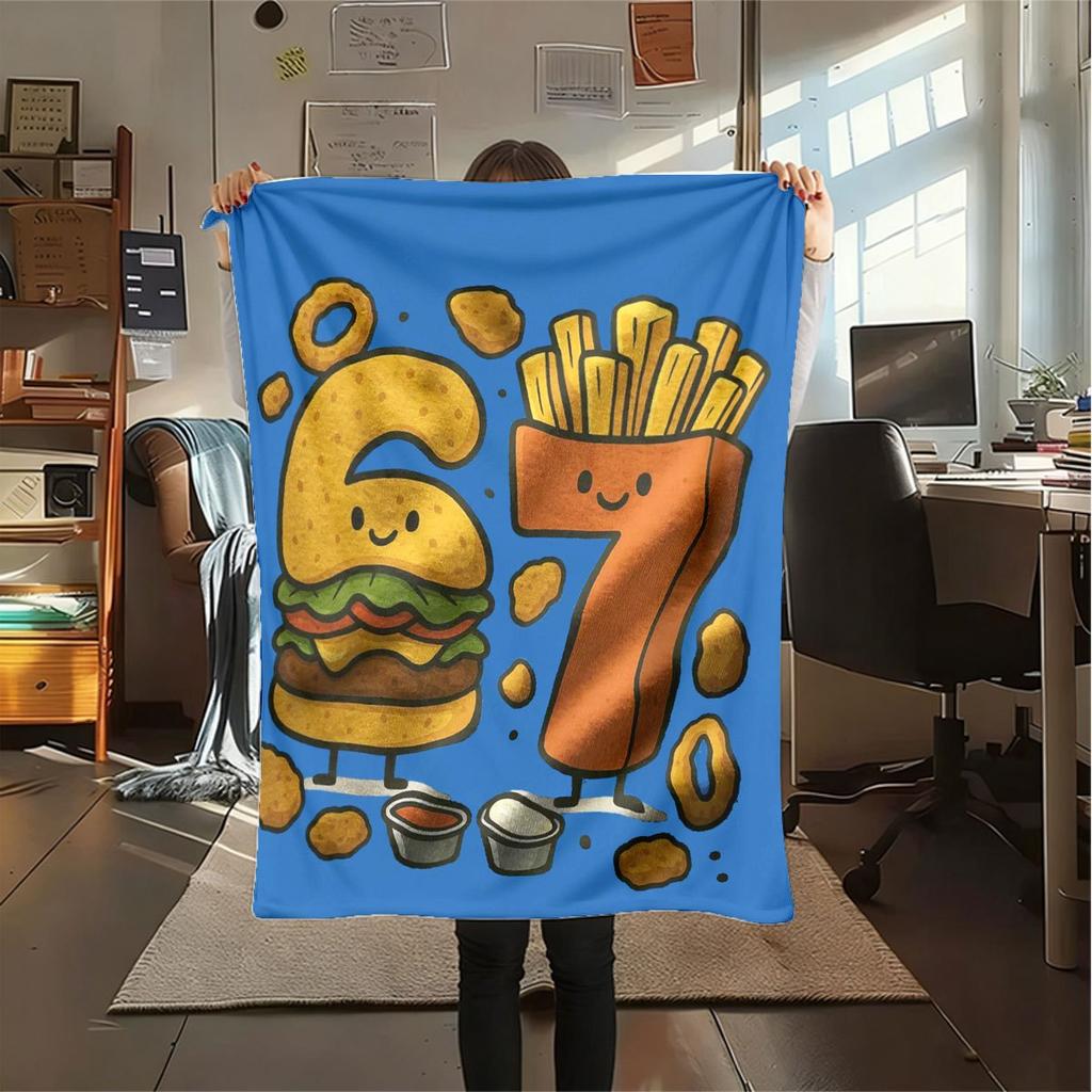 theme of Foodie Number 67 Flannel printed blanket suitable for all seasons suitable for living room office sofa and travel