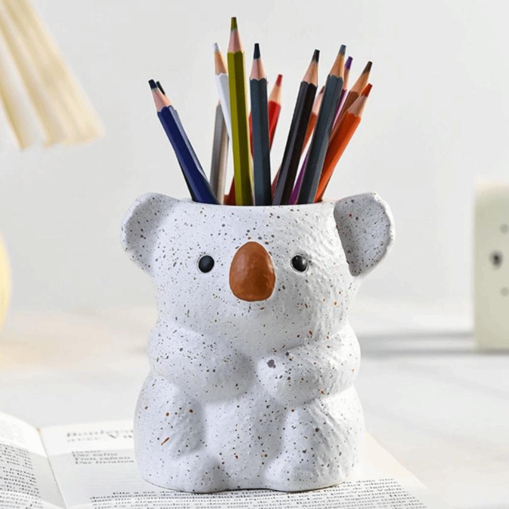 Plastic Koala Storage Box Multi-function Makeup Brush Cylinder Koala Pen Holder  Office