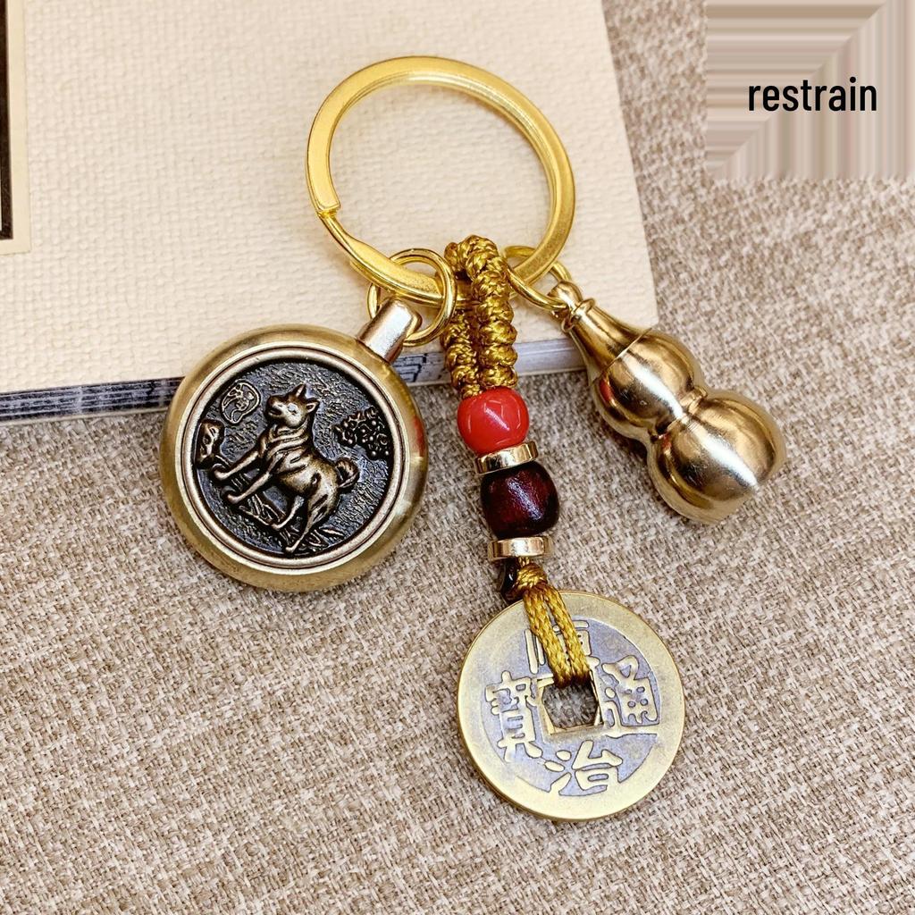 Zodiac Guardian Keychain: Brass Handle with Five Emperor Coins for Attracting Wealth and Fortune – Bestseller for Vendors