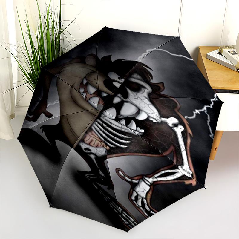Taz Split Skeleton Folding Umbrella 8 Paraphenoid Bones Durable Printing Gift Travel