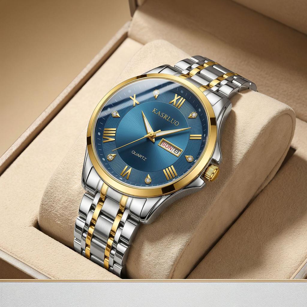 Business Trend Simple Large Dial Men'S Watch Double Calendar Luminous Waterproof Temperament Quartz Watch