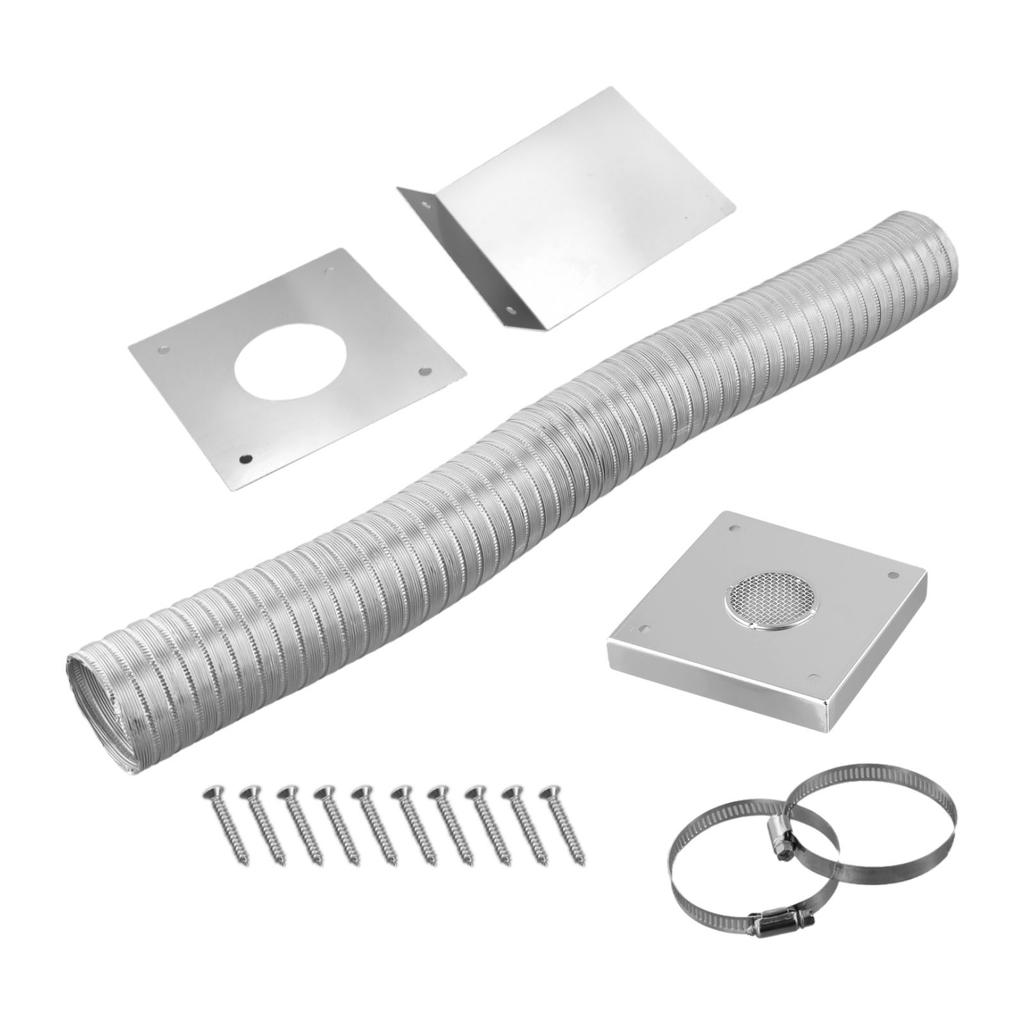 Flexible Air Intake 2 Inches Fresh Air Intake Kit Moisture Barrier Plate Rustproof Air Intake Kit Heavy-Duty Connection Clamps