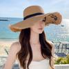 Bowknot Strap Decor Sun Hat Simple Letter Wide Brim Straw Hats Summer Sunshade Beach Hats Suitable for Travel, Seaside Vacation