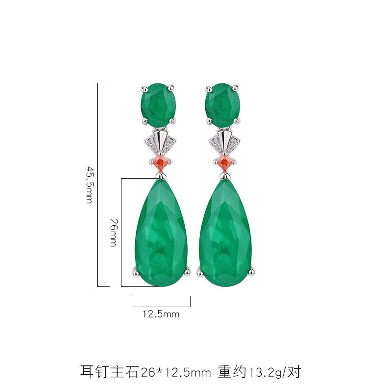 Hot Internet Celebrity Retro Paraiba Earrings Dinner Emerald Water Droplet Exaggerated