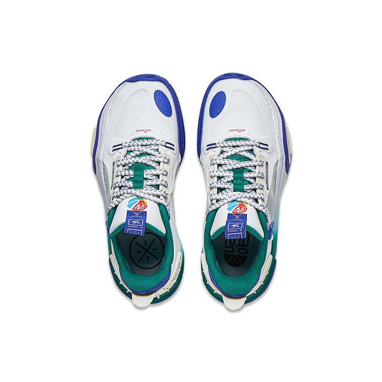 Li Ning All City 11  Cloud Technology Shock Absorption Rebound Lightweight Low-Top Basketball Shoes Kids Basketball Shoes White Blue YKBT018-51