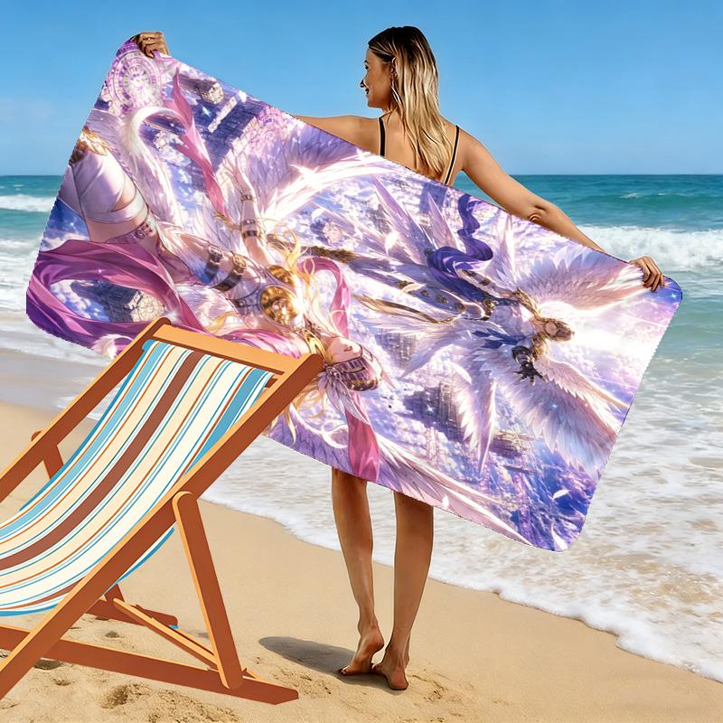 Angewomon Print Beach Towel, Large Soft Quick Dry Towel for Beach Camping Swimming