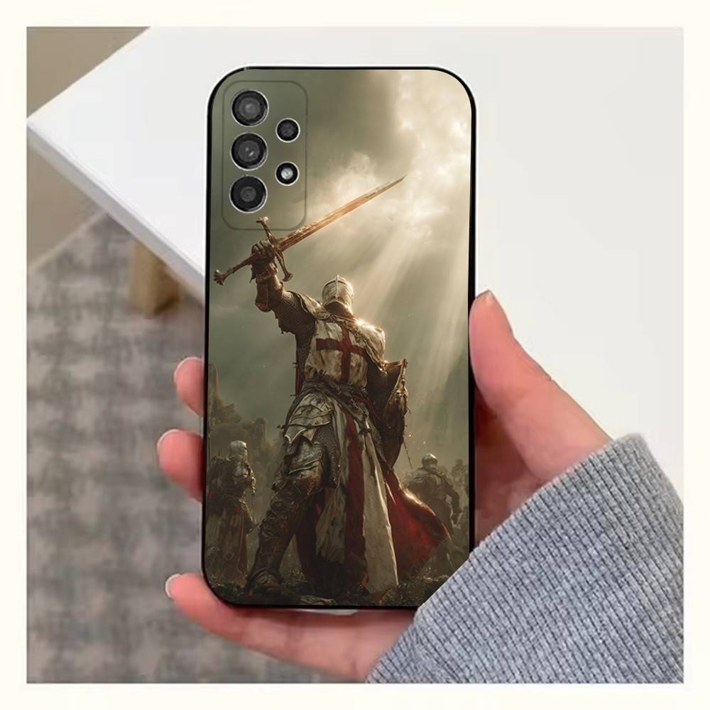 Crusaders Belief Knight Case For Samsung S22,S25,S24,S23,Ultra,FE,S20,S10,Plus,S21,S9,Lite,Soft Silicone Black
