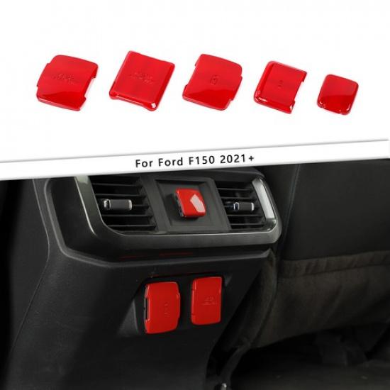 Front & Rear Control Power Socket Cover Trim For Ford F150 2021+ Red Accessories