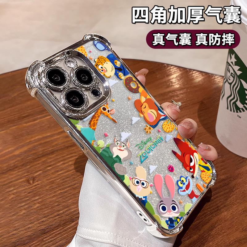 Cute cartoon animals for Apple 17promax mobile phone case iphone15 electroplating anti-drop 16 silicone 14 women