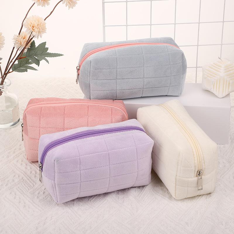 Bolsa de Cosméticos de Terciopelo Organizador de Almacenamiento de Gran Capacidad Bolsa de Maquillaje Portátil para Pinceles de Maquillaje Labiales Productos de Cuidado de la Piel