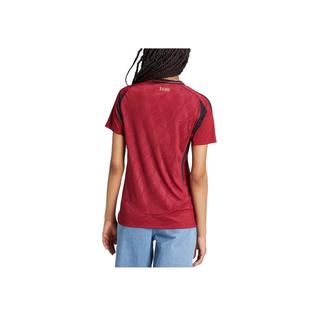 Adidas Belgium 24 Home Jersey Printed Color Block Striped Short Sleeve Football Shirt Women Jersey Red IQ0774