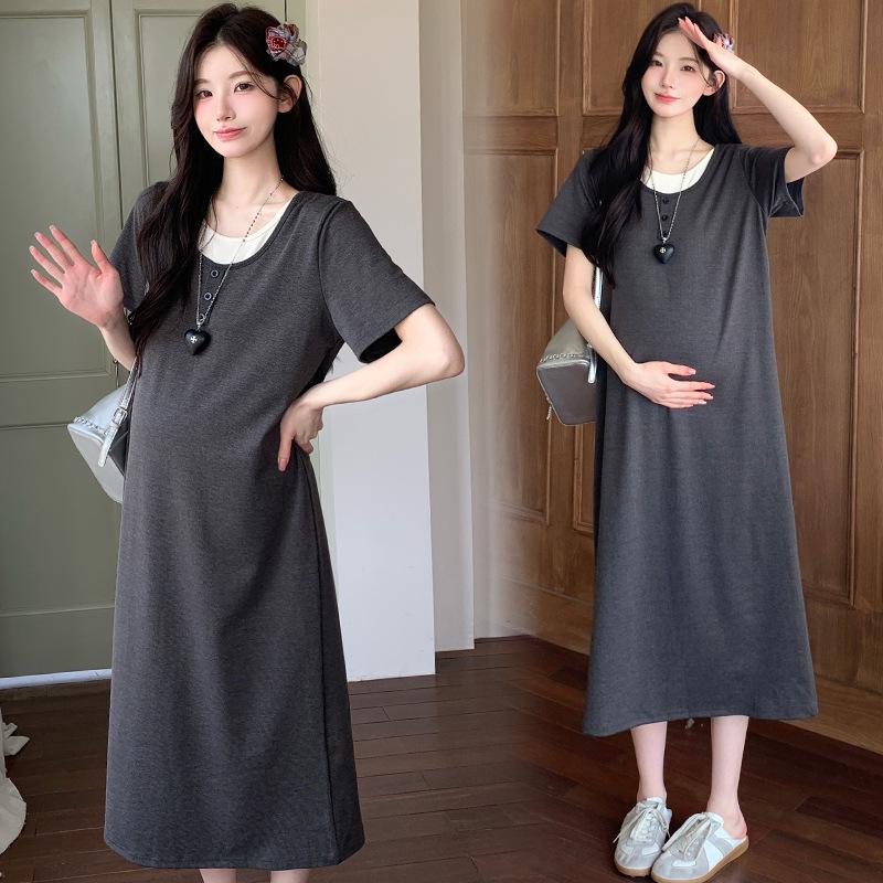 2026 Summer Maternity Slimming Ice Silk Two-Piece Dress