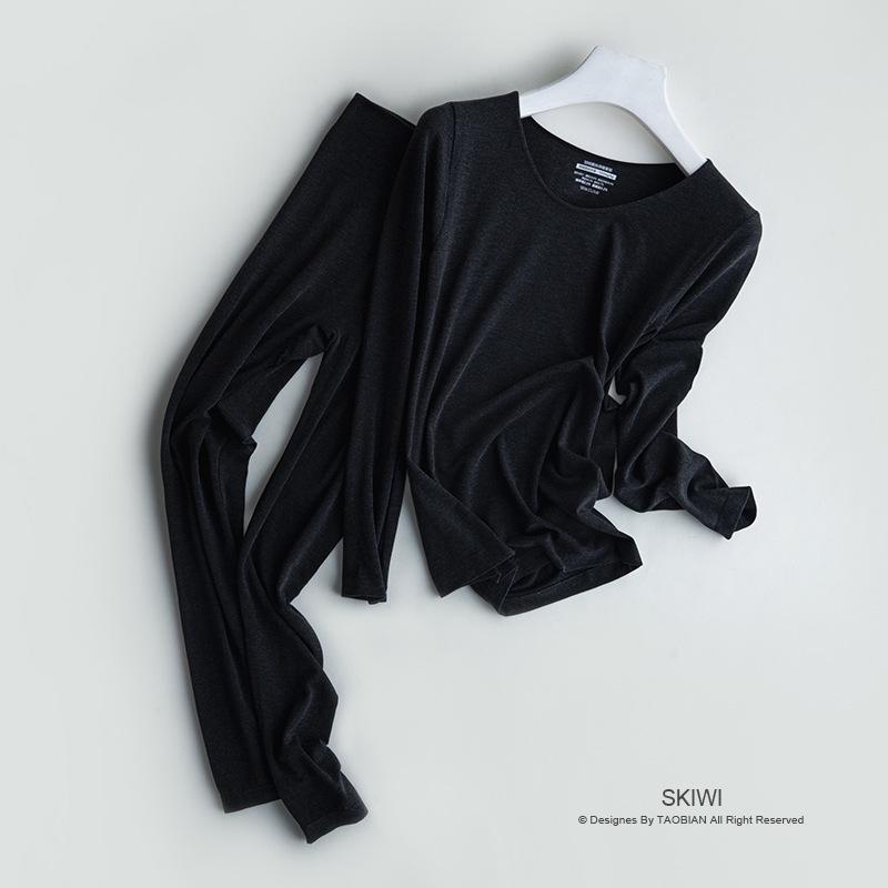 Women's Seamless Down Silk Thermal Underwear Set - Thin Suit for Autumn/Winter