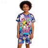 New T-shirt Set for Girls' Summer Clothing with Printed Design, Cartoon Fashion, Comfortable Children's Set