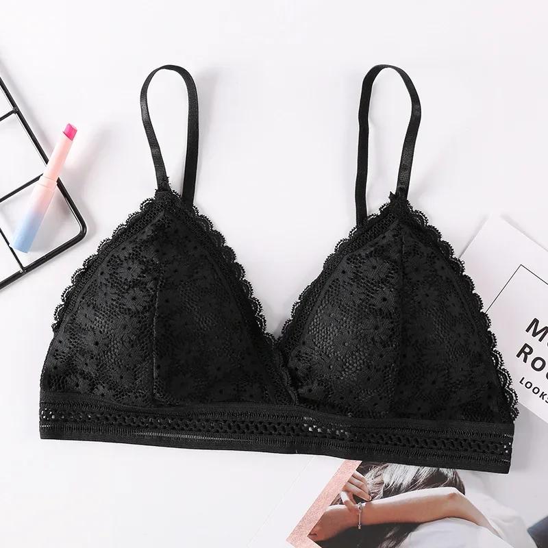 Sexy Floral Lace Bra Top for Women Push Up Female Lingerie Breathable Bralette Removable Pad Thin Fashion New Wireless Bras