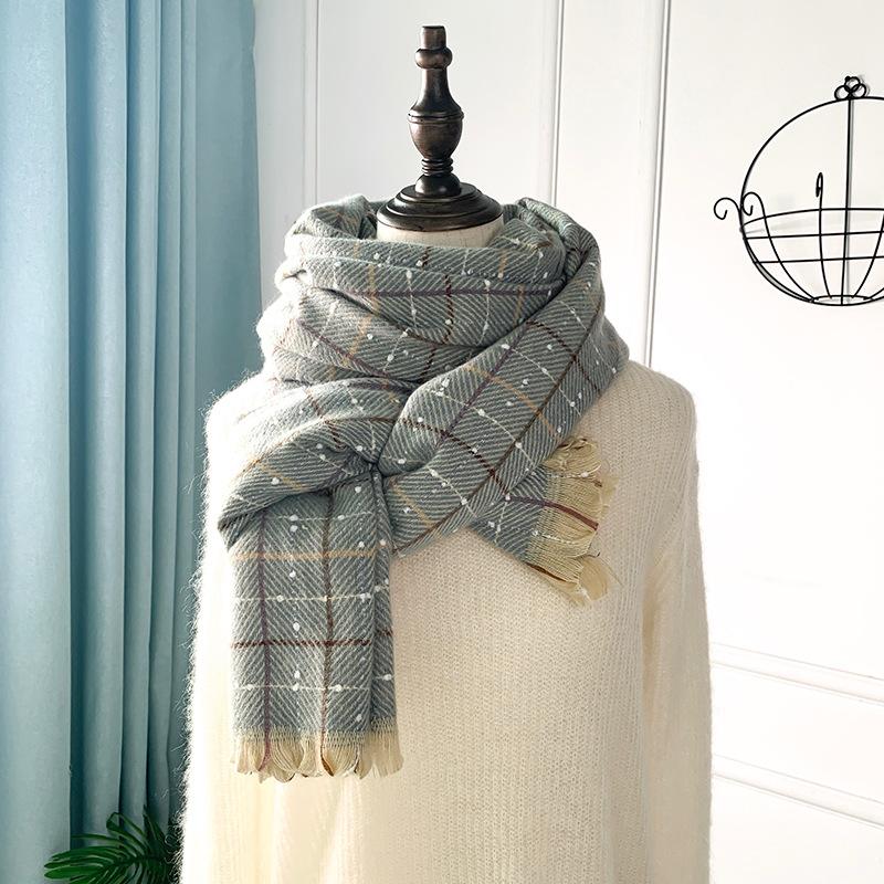 Imitation Cashmere Scarf Women's Winter 2025 New Warm Plaid Large Shawl Sweet Medium and Long Scarf