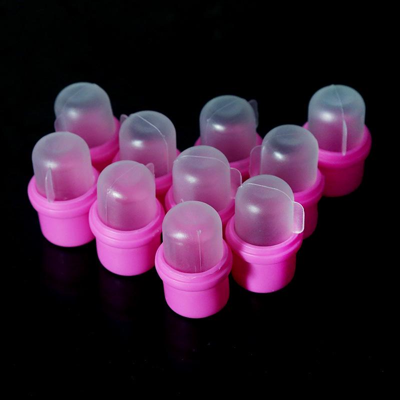 Nail Art Gel Polish Remover Silicone Clips - 10pcs Finger Sleeves & Soak Off Pads