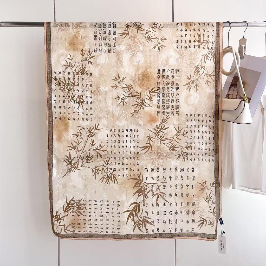 New Style  Thin Chinese Style Jacquard High-end  Versatile Double-sided High-end Silk Scarf
