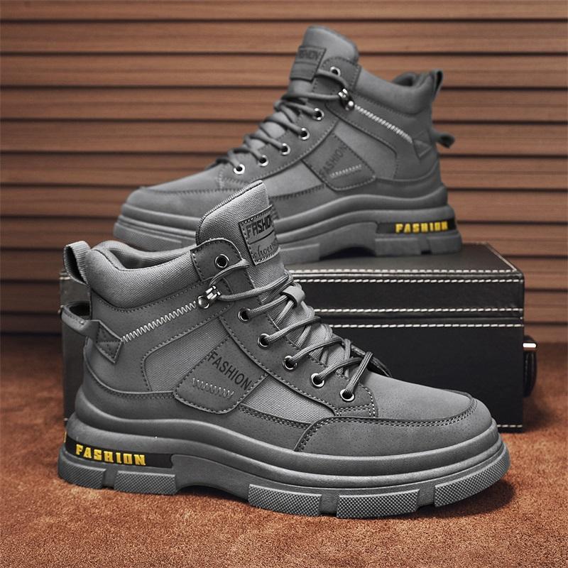 New Fashion Autumn And Winter Men's High Top Martin Boots Students Male Boys Trending Soft Sole Work Shoes Labor Protection Martin Sneakers