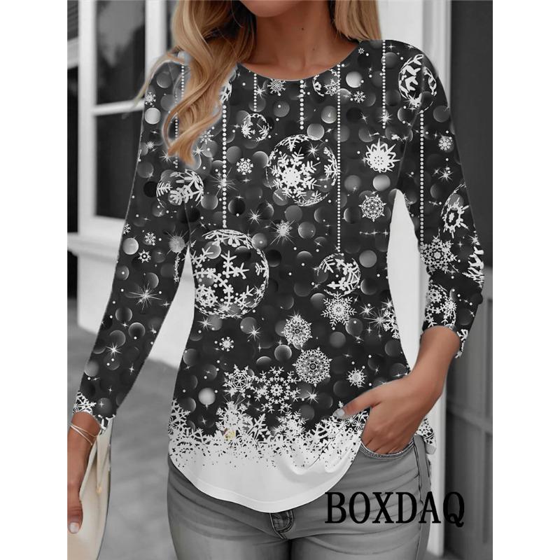 Mode Festival Kleidung Damen T-Shirts Herbst Winter Langarm Weihnachts-Stil 3D Druck Street Hip Hop Damen Top