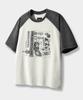 Dimiteulibeullaeg Raglan Color Block Pigment Artwork Short Sleeve T-Shirt_Cream & Black