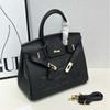 24 European and American Retro Horse Head Platinum Bag Leather Women's Bag Crossbody Bag Versatile Top Layer Bag Cowhide Bag 2024 Handheld