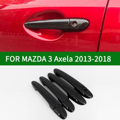 For 2013-2018 Mazda 3 Axela Third Generation Glossy Carbon Fiber Patterns Side Door Handle Covers Trims 2014 2015 2016 2017