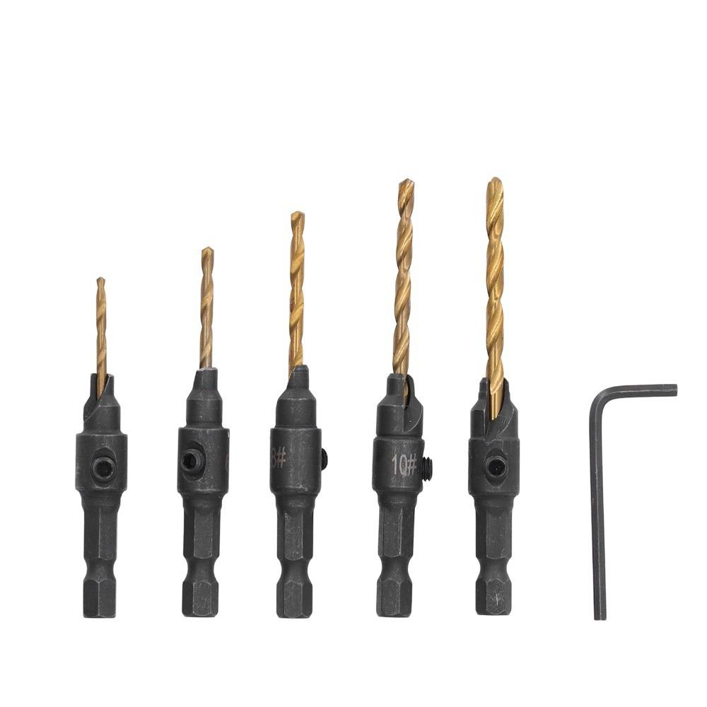 

5 Pcs Countersink Drill Bit Set Power Drill Accessories For Plastic Metal Woodworking