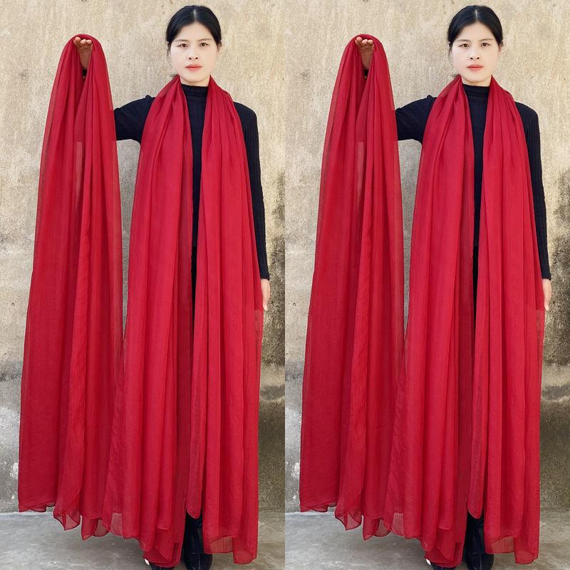 Extra Large Size Shawl Solid Color Scarf Women's Fashion Scarf Chiffon Dance Scarf Sunscreen Beach Towel, Max. Size Is 3*1.5m (±5-10cm Errors)