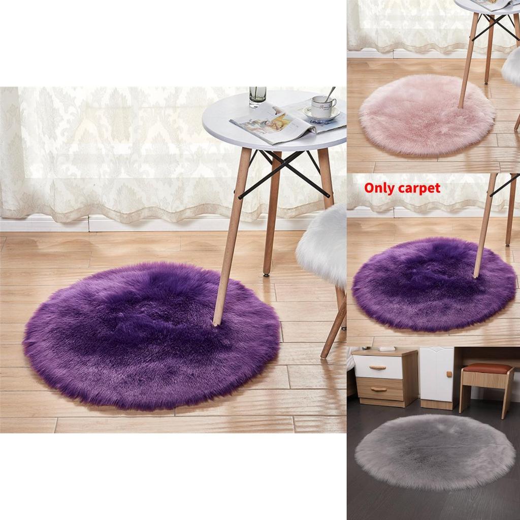 Faux Fur Rug With Machine Washable Circular Design For Bedroom And Living Room Decor
