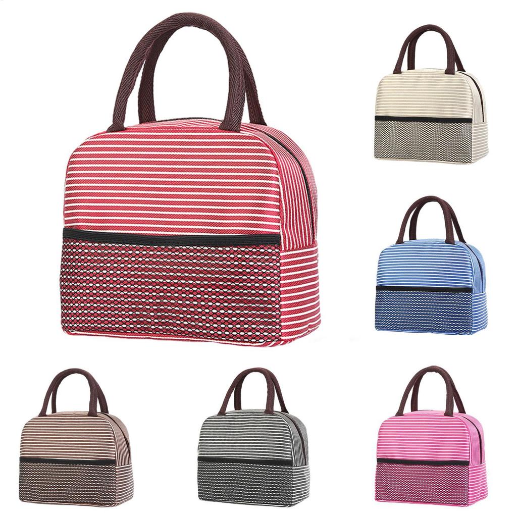 Insulated Lunch Tote Bag with Mesh Pocket Reusable Lunch Box Container for Kids Adults Office School Camping Picnic Beach