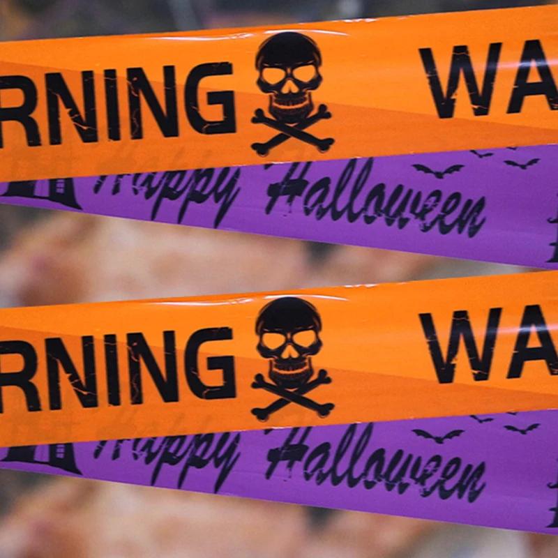 6CM Halloween Warning Tape Signs Halloween Props Window Prop Party Danger Warning Line Halloween Decoration Witch Balloons