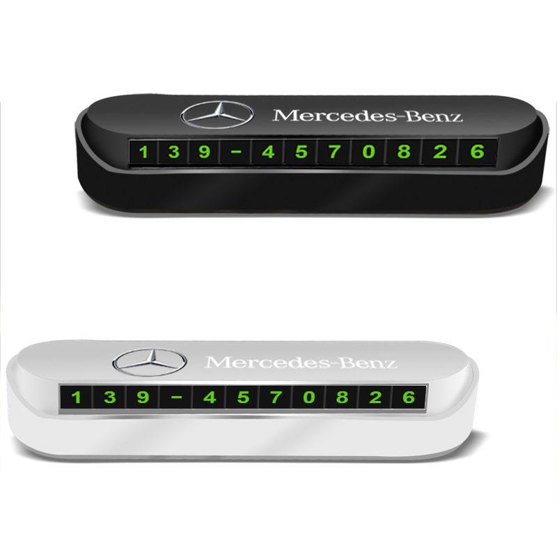 1Pcs Car Temporary Parking Card Phone Number Card Plate Sticker Mercedes Benz AMG C E S GLE CLC Class W204 W203 W205 W124 W221 W213 W212