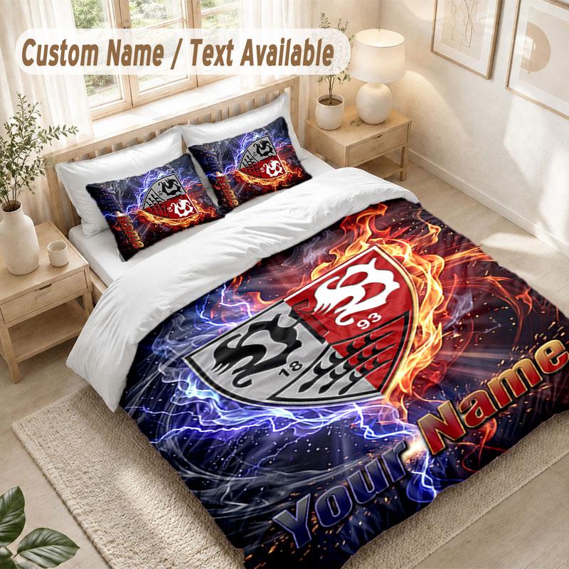 Custom Name Bedding Set 3 PiecesVfB Stuttgart FC Print Duvet Cover + 2 Pillowcases Soft Bed Decor