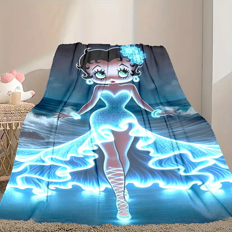 1pc Betty Boop Blanket, Home Printed Throw Blanket - Soft Blanket Gift for Family, Washable Sofa Bed Blanket